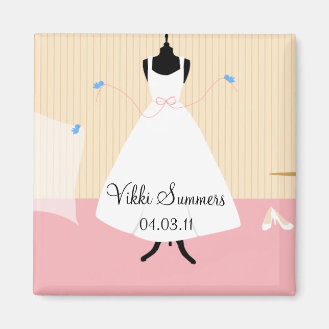 Aimant de Fête des mariées aux oiseaux mignons (Devant)