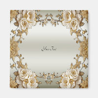 Aimant de fleurs blanches dorées