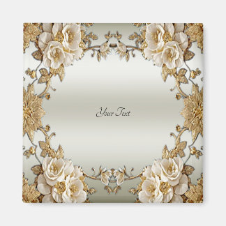 Aimant de fleurs blanches dorées