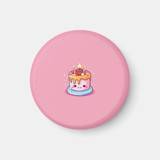Aimant de gâteau kawaii rose (Devant)