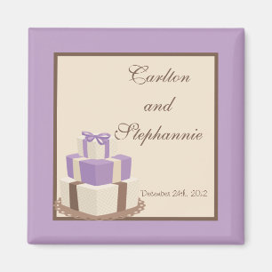 Aimant de gâteau violet/Mariage Brown Favoriser