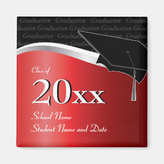 Aimant de graduation rouge et noir personnalisable