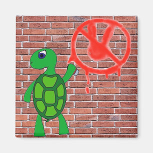 Aimant de graffiti de tortue d'art de rue