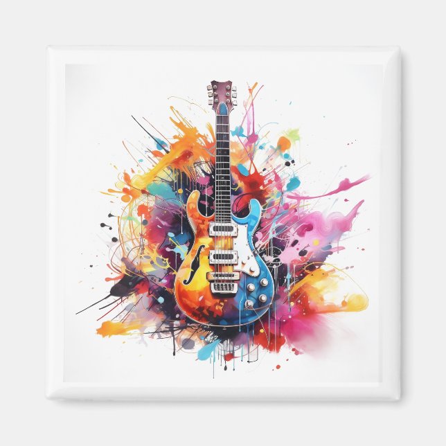 aimant de guitare électrique aquarelle (Devant)
