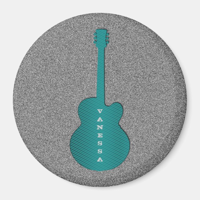 Aimant de guitare rayé, Turquoise (Devant)