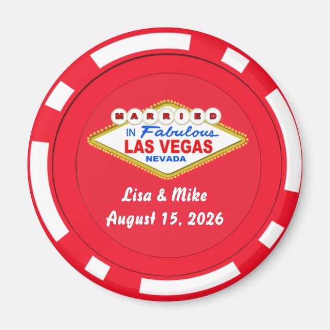 Aimant de jeton de poker marié à Las Vegas (Devant)