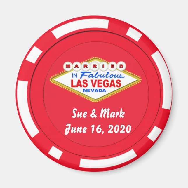 Aimant de jeton de poker marié à Las Vegas (Devant)