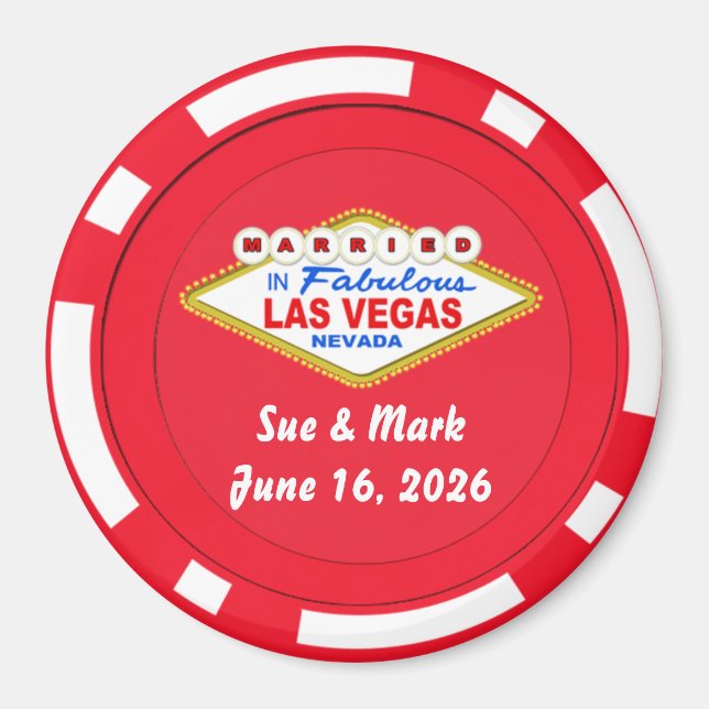 Aimant de jeton de poker marié à Las Vegas (Devant)