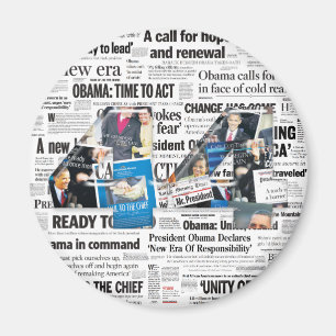 Aimant de journal d'Obama 44 avec l'arrière - pla