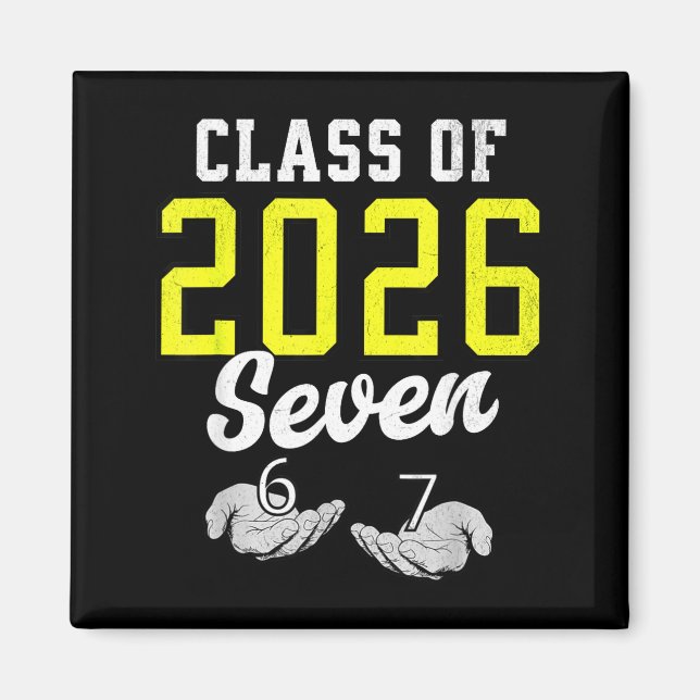 Aimant De la chemise de classe six sept senior jaune (Devant)