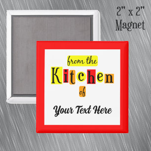Aimant De la cuisine de rétro personnalisé bordure rouge 