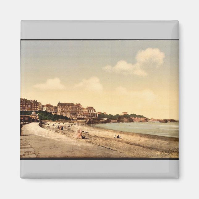 Aimant De la plage, Biarritz, Pyrénées, France vintage (Devant)