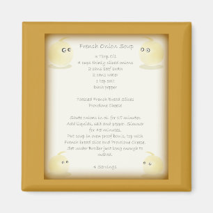 Aimant de la recette de soupe d'oignon française