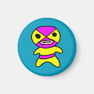 Aimant de lutteur de Li'l Lucha Libre (Jaune-Rose)