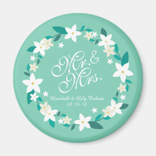 Aimant de M. et de Mme Elegant Floral Wedding  