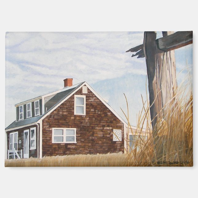 Aimant de maison de plage au lever du soleil (Recto)