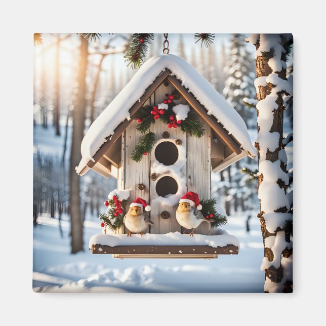 Aimant de maison pour oiseaux de fêtes (Devant)