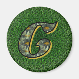 Aimant de marguerite noire C initial monogramme