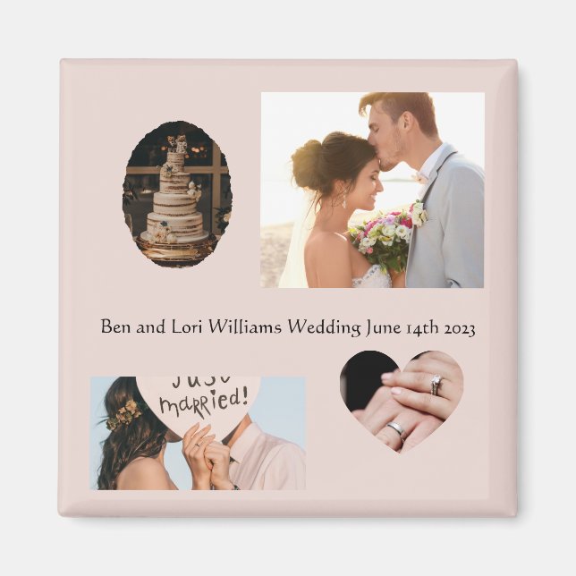 Aimant de mariage à quatre photos et texte Ancre d (Devant)