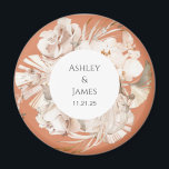 Aimant de mariage de jardin fleuri beige en terre<br><div class="desc">Aimant de mariage fleuri beige personnalisé</div>