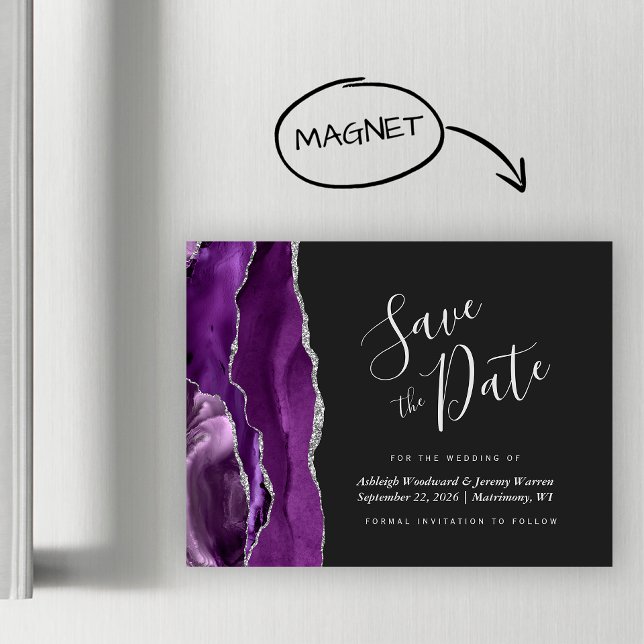 Aimant de mariage en agate argentée violette pour  (Créateur téléchargé)