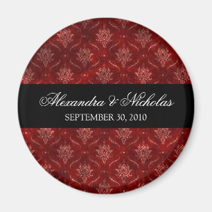 Aimant de mariage en velours rouge broyé (rond)