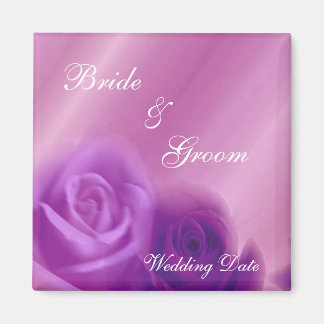 Aimant de Mariage Fleur de Roses Violettes