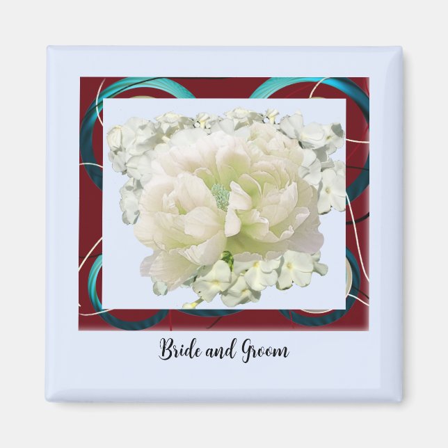 Aimant de mariage floral pour mariée et marié (Devant)