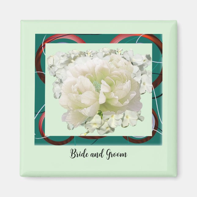 Aimant de mariage floral pour mariés (Devant)