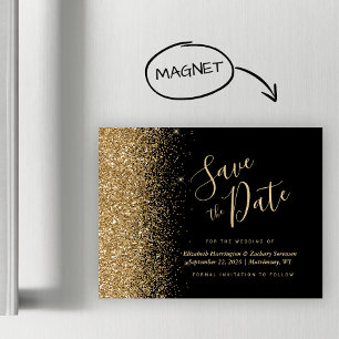 Aimant de mariage magnétique à paillettes d'or noi