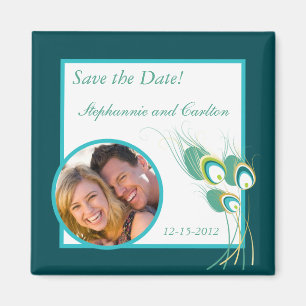Aimant de Mariage Paon Sarcelle Moderne