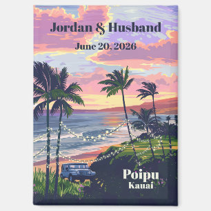 Aimant de mariage personnalisé Poipu Kauai