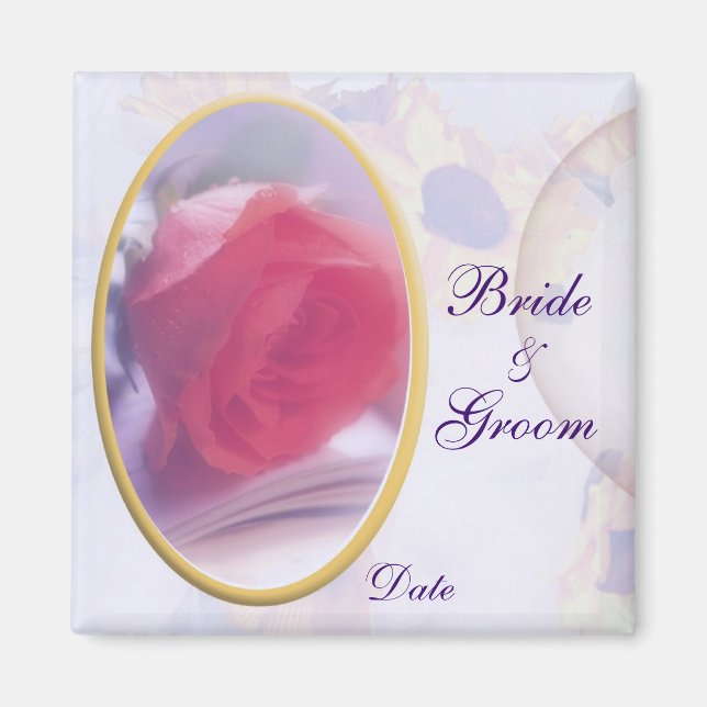 Aimant de mariage Rose encadré (Devant)