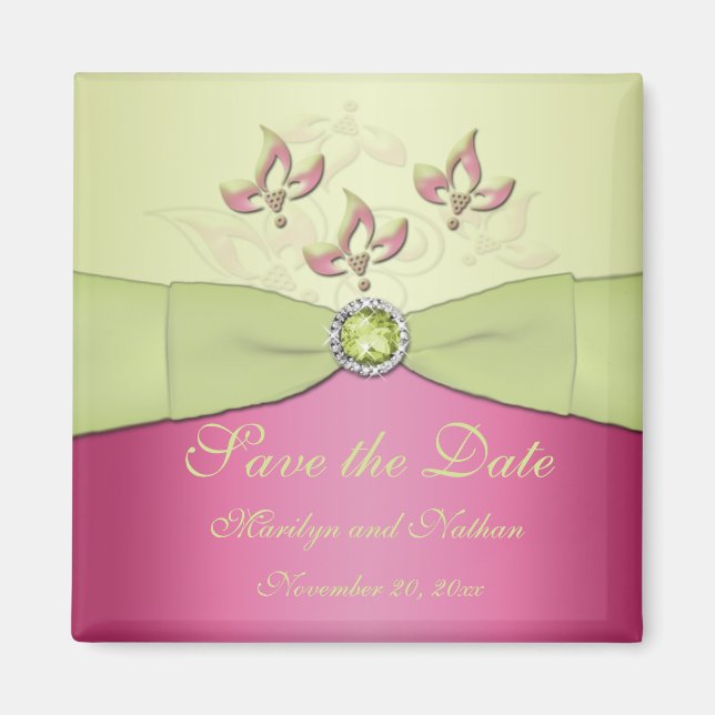 Aimant de mariage rose et vert Favor (Devant)
