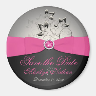 Aimant de mariage rose, noir et argent
