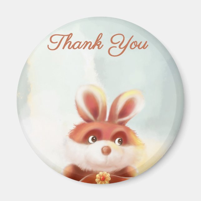 aimant de Merci de lapin rouge (Devant)