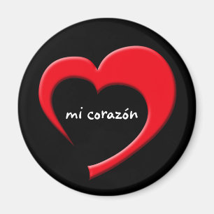 Aimant de MI Corazón II (rouge sur le noir)