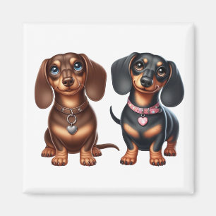 Aimant De mignons amis dachshund