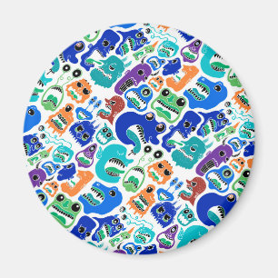 Aimant De mignons monstres colorés affrontent le Coque-Ma