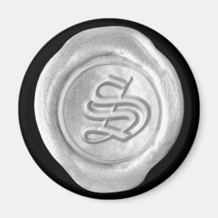 Aimant de monogramme de joint de cire - argent -