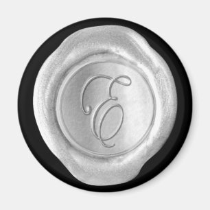 Aimant de monogramme de joint de cire - argent -