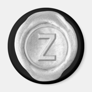 Aimant de monogramme de joint de cire - argent -