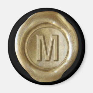 Aimant de monogramme de joint de cire - or - style