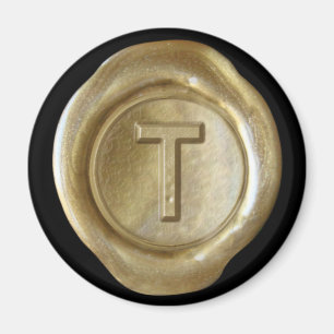 Aimant de monogramme de joint de cire - or - style
