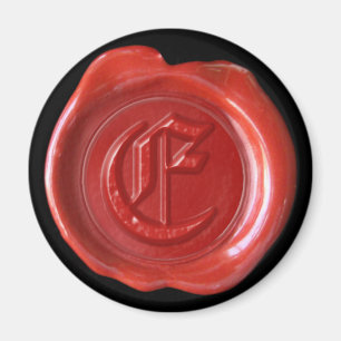 Aimant de monogramme de joint de cire - rouge -