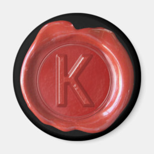 Aimant de monogramme de joint de cire - rouge -