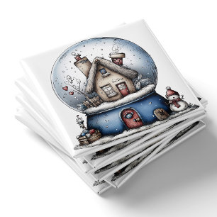 Aimant de Noël boule à neige bleue capricieuse