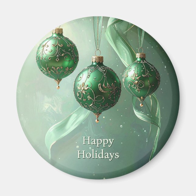 Aimant de Noël Boule Verte de Fêtes (Devant)