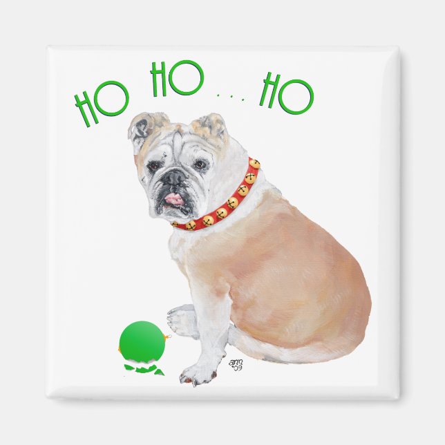 Aimant de Noël Bouledogue Anglais (Devant)