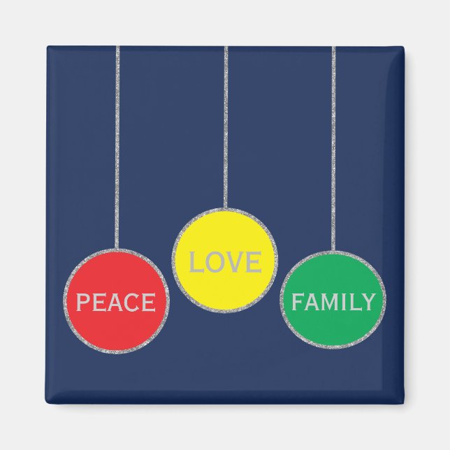 Aimant de Noël Carré Ornements de Noël (Devant)